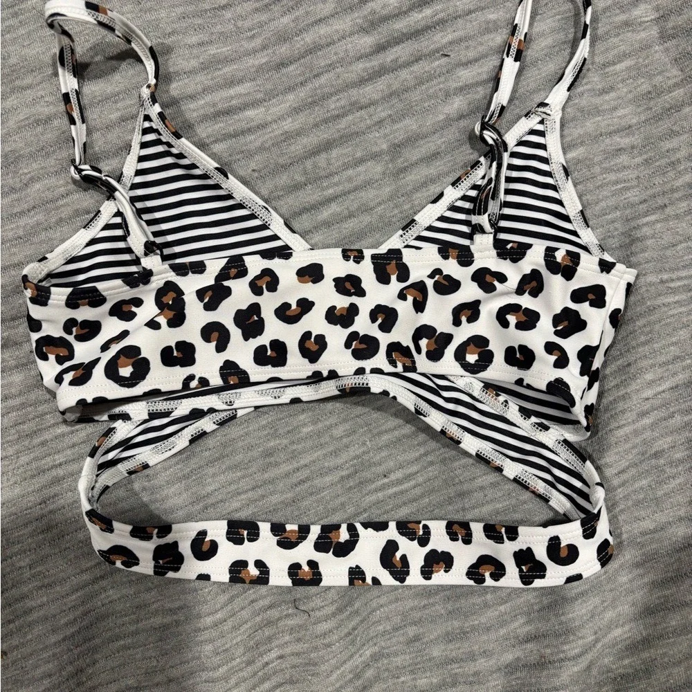 Tucker + Tate Girls Leopard Print Bikini Two Piece‎ Swimsuit Size 10 White Black